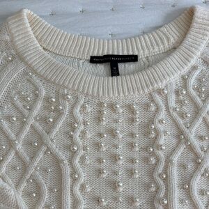 White House Black Market Ivory Pearl Sweater